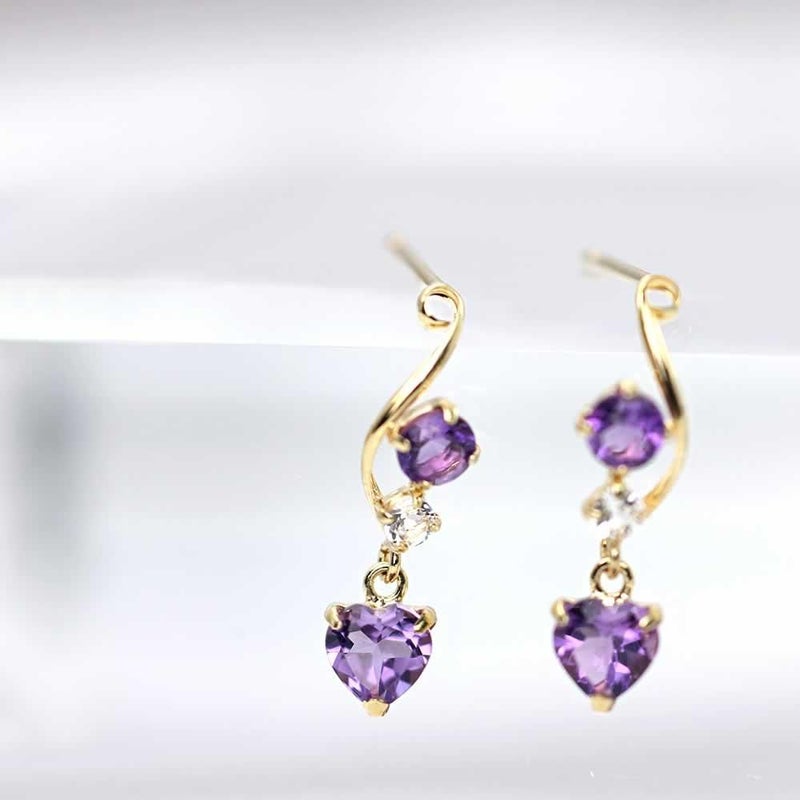 K18 アメジスト＆ホワイトトパーズ ピアス 11月の誕生石_03