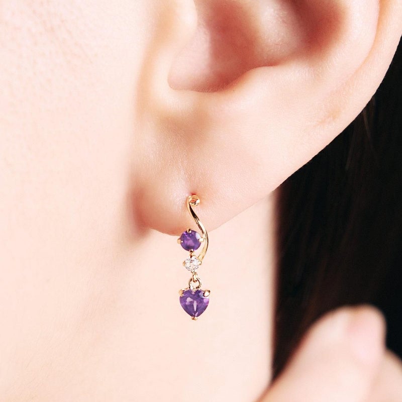 K18 アメジスト＆ホワイトトパーズ ピアス 11月の誕生石_04