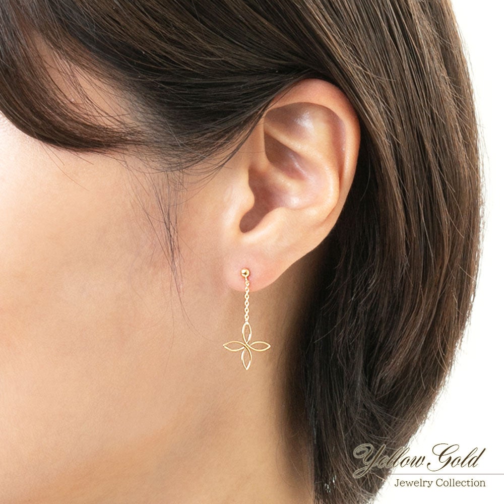 K18YG フラワー ピアス_05