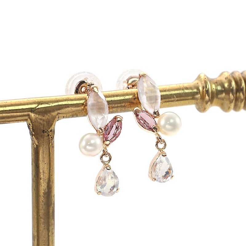 K18PG ローズクォーツ&ピンクトルマリン&ラブラドライト&淡水真珠 ピアス_02