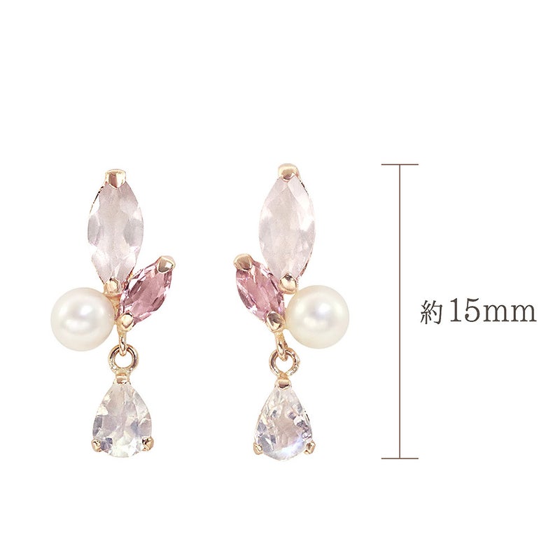 K18PG ローズクォーツ&ピンクトルマリン&ラブラドライト&淡水真珠 ピアス_05