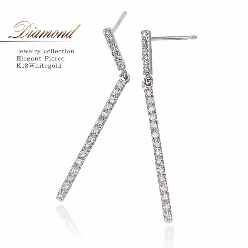 K18WG ダイヤモンド ロングピアス_01