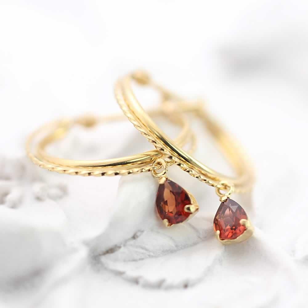 K18YG ガーネット フープピアス_02