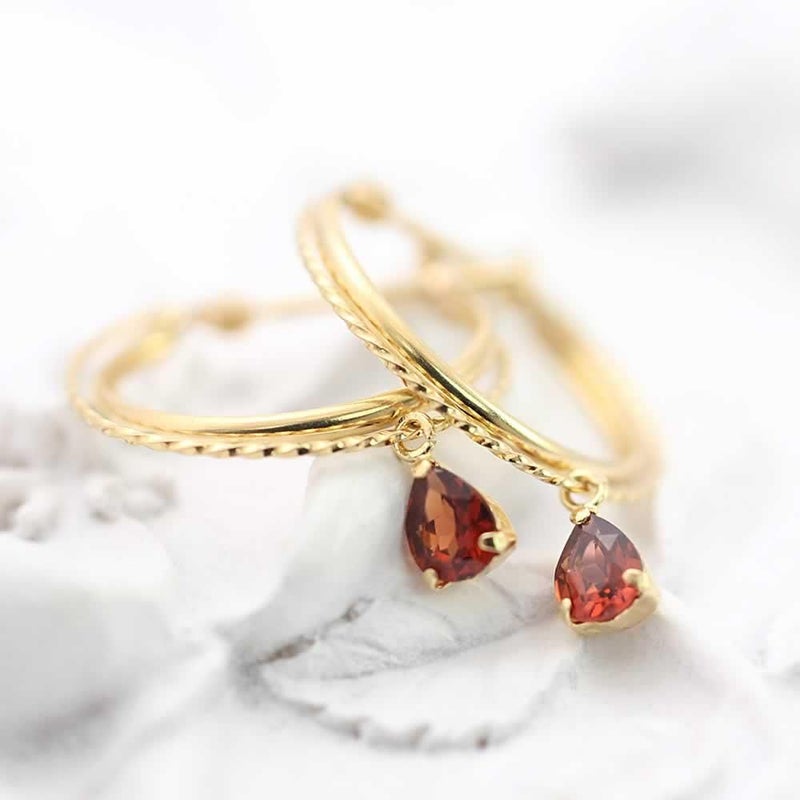 K18YG ガーネット フープピアス_02