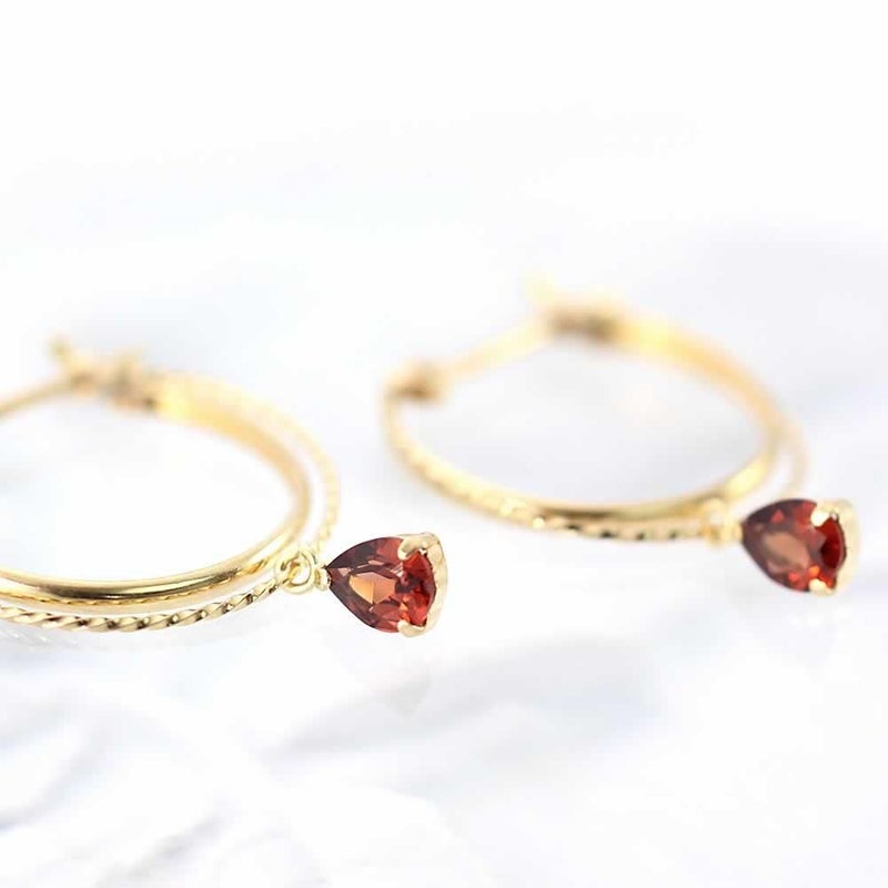 K18YG ガーネット フープピアス_03