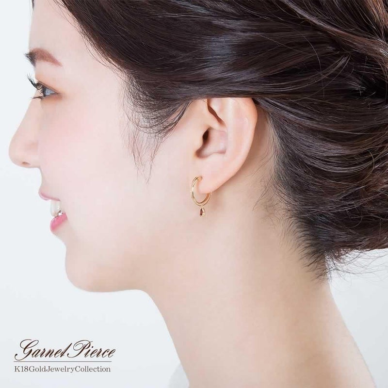 K18YG ガーネット フープピアス_04