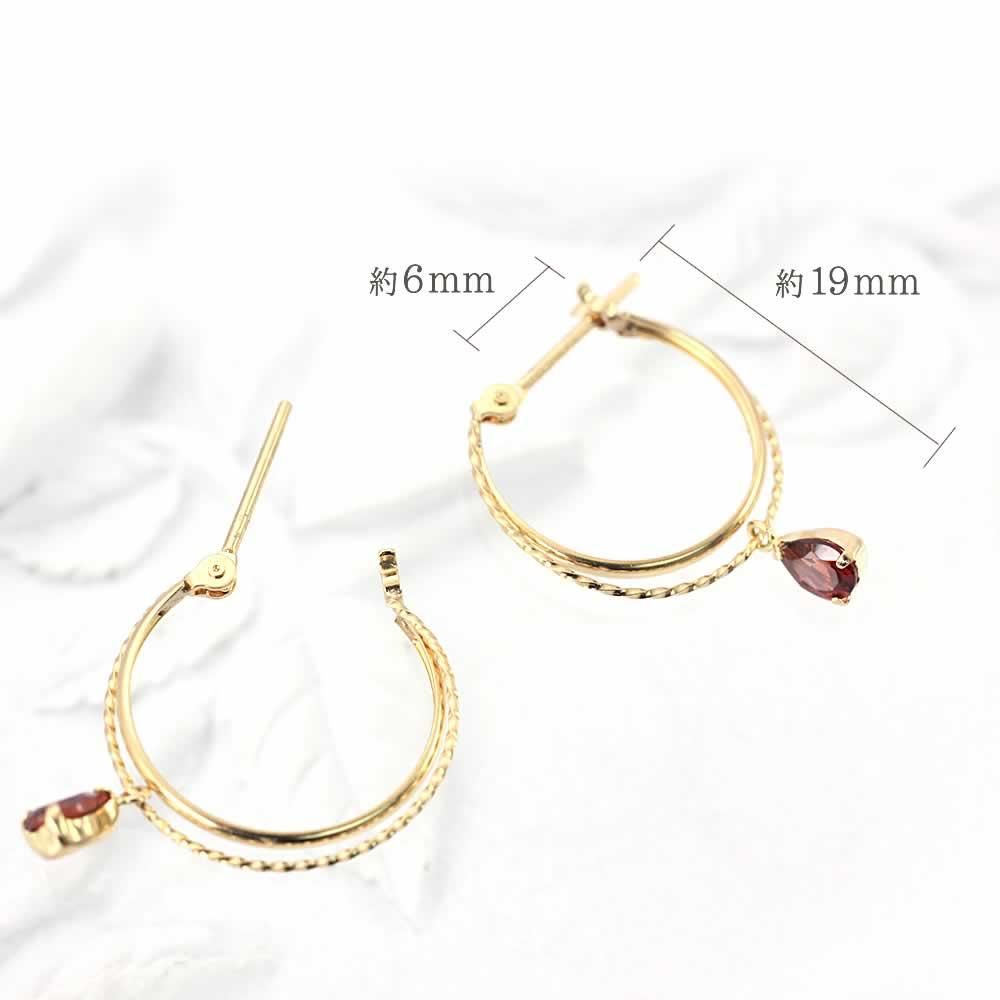 K18YG ガーネット フープピアス_05