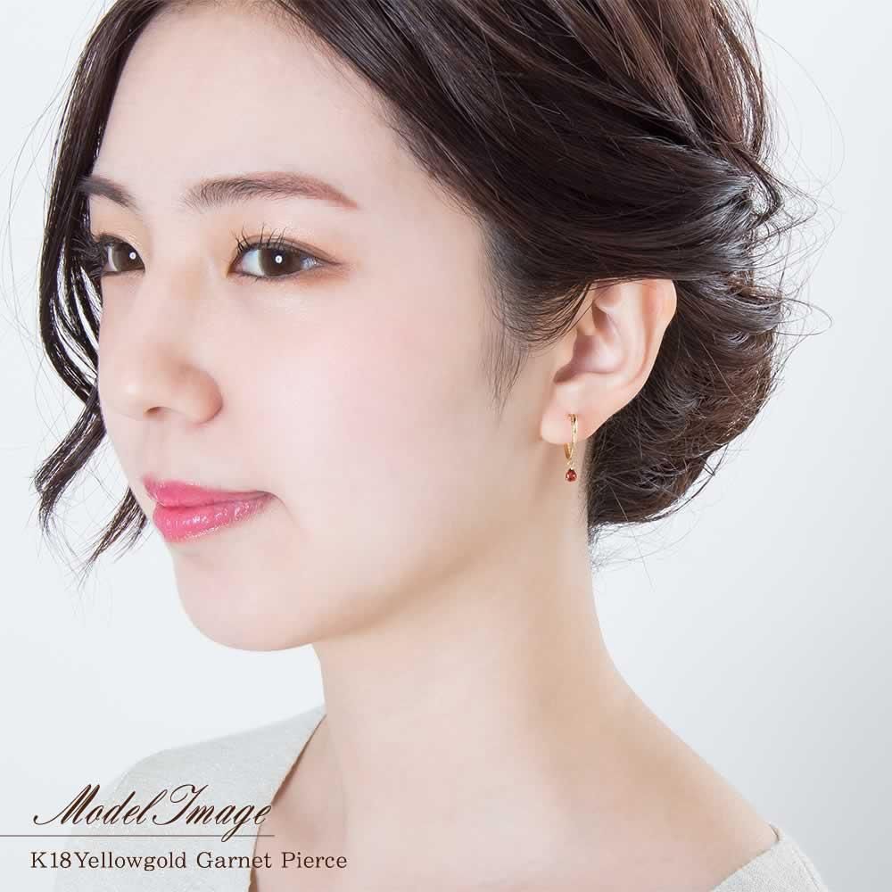 K18YG ガーネット フープピアス_10