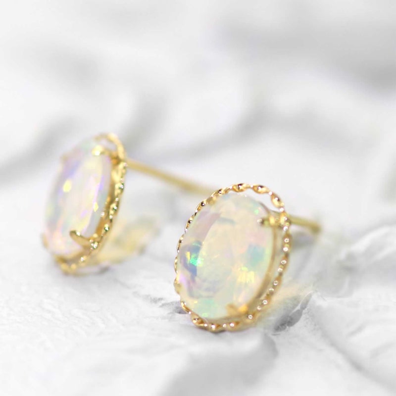 K18YG オパール ピアス 10月の誕生石_03