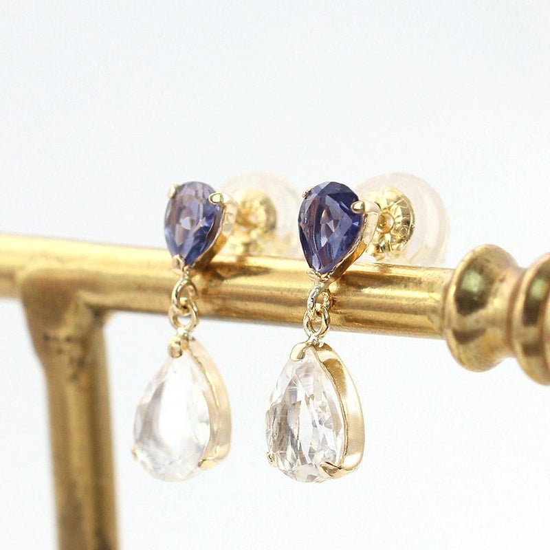 K18YG アイオライト&ブルームーンストーン ティアドロップピアス_03