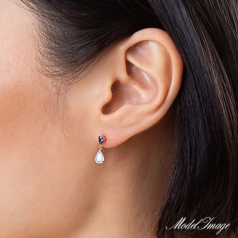 K18YG アイオライト&ブルームーンストーン ティアドロップピアス_04