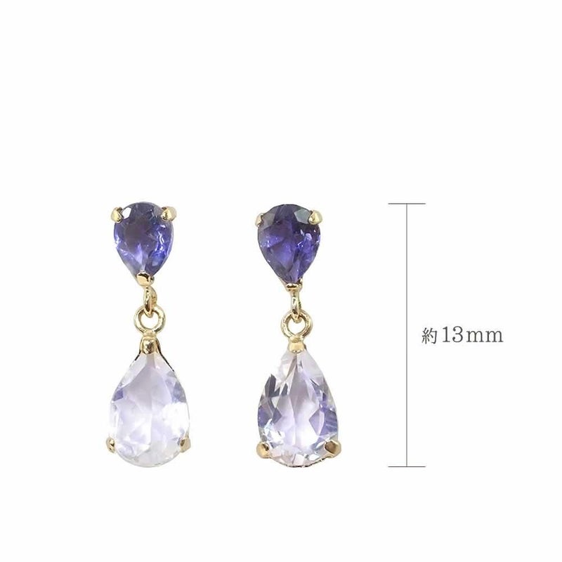 K18YG アイオライト&ブルームーンストーン ティアドロップピアス_05