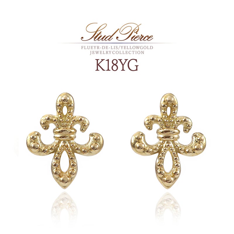 K18YG 百合の紋章 ピアス_01