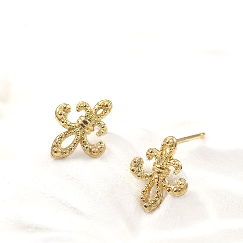 K18YG 百合の紋章 ピアス_03