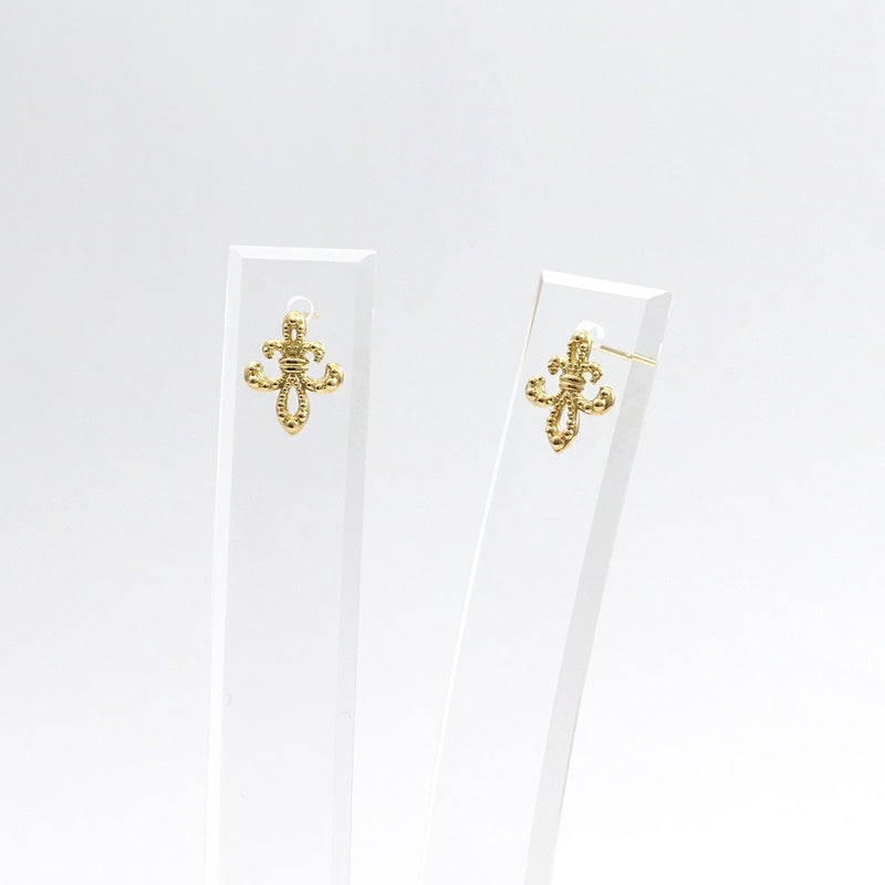 K18YG 百合の紋章 ピアス_09