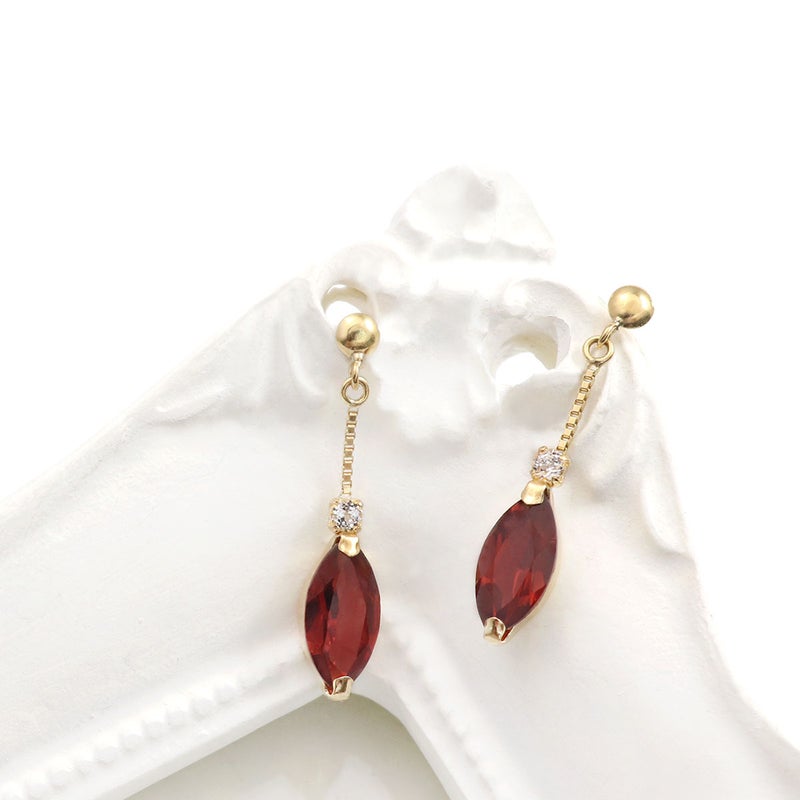 K18YG ホワイトトパーズ＆ガーネット ピアス 11月の誕生石_03