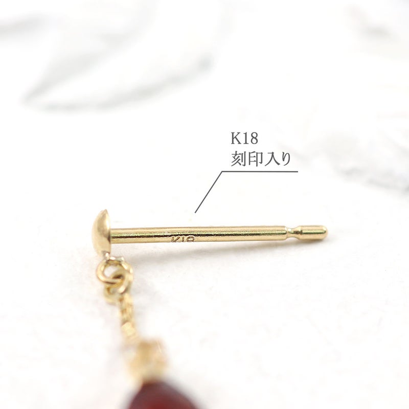 K18YG ホワイトトパーズ＆ガーネット ピアス 11月の誕生石_05