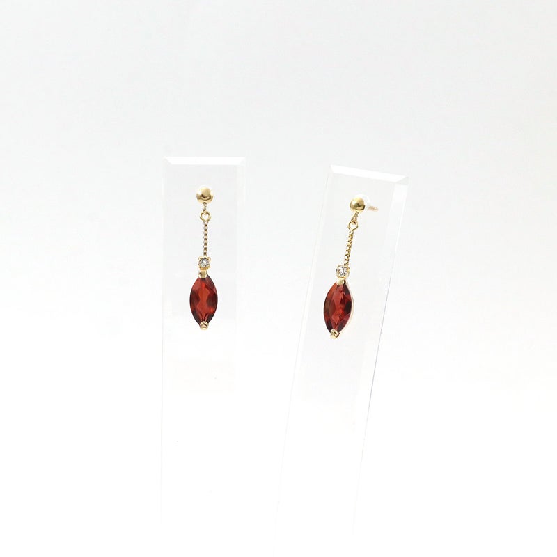 K18YG ホワイトトパーズ＆ガーネット ピアス 11月の誕生石_09