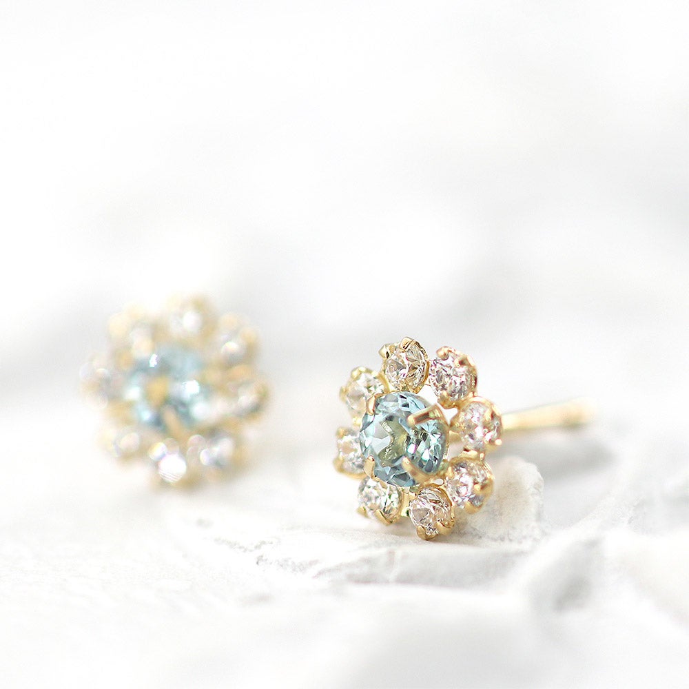 K18YG ブルートパーズ フラワーピアス 11月誕生石_02