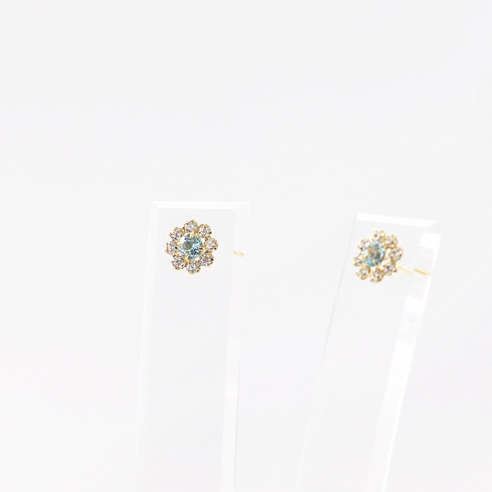 K18YG ブルートパーズ フラワーピアス 11月誕生石_04