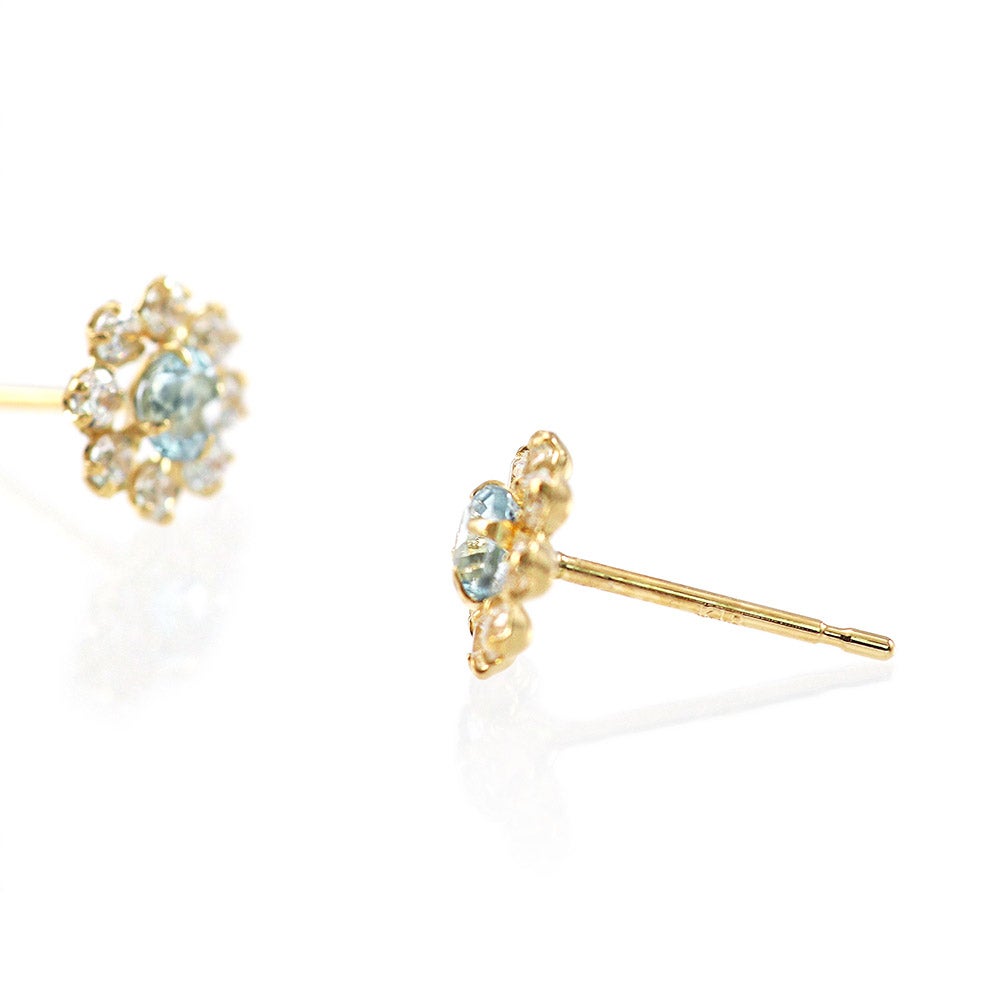 K18YG ブルートパーズ フラワーピアス 11月誕生石_09