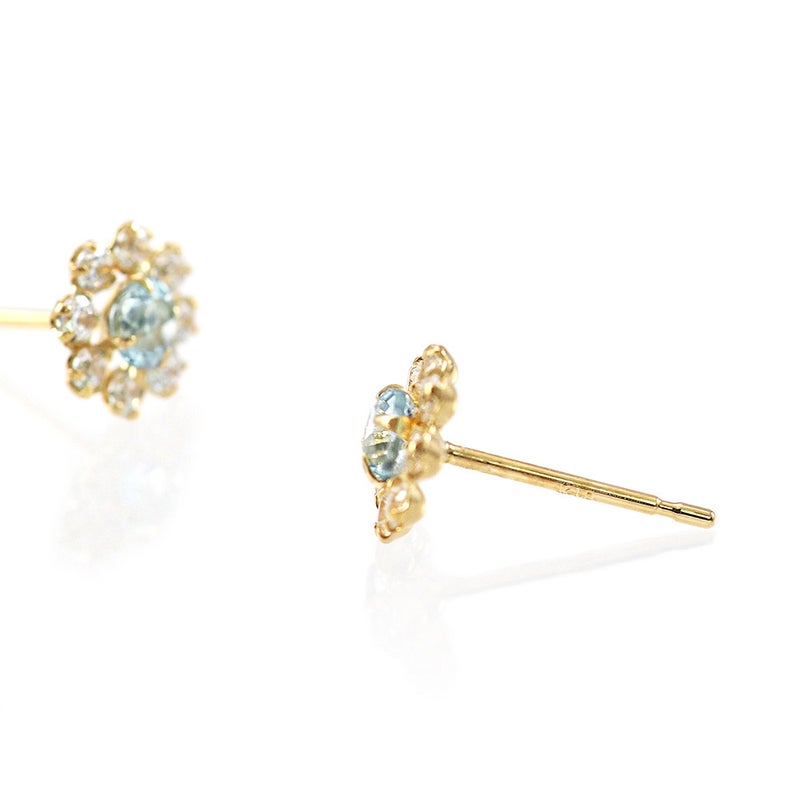 K18YG ブルートパーズ フラワーピアス 11月誕生石_09