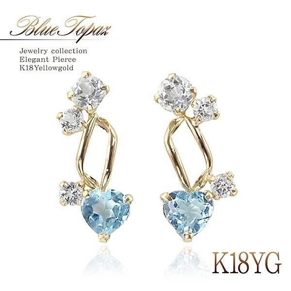 K18YG ブルートパーズ＆ホワイトトパーズ ハートピアス_01