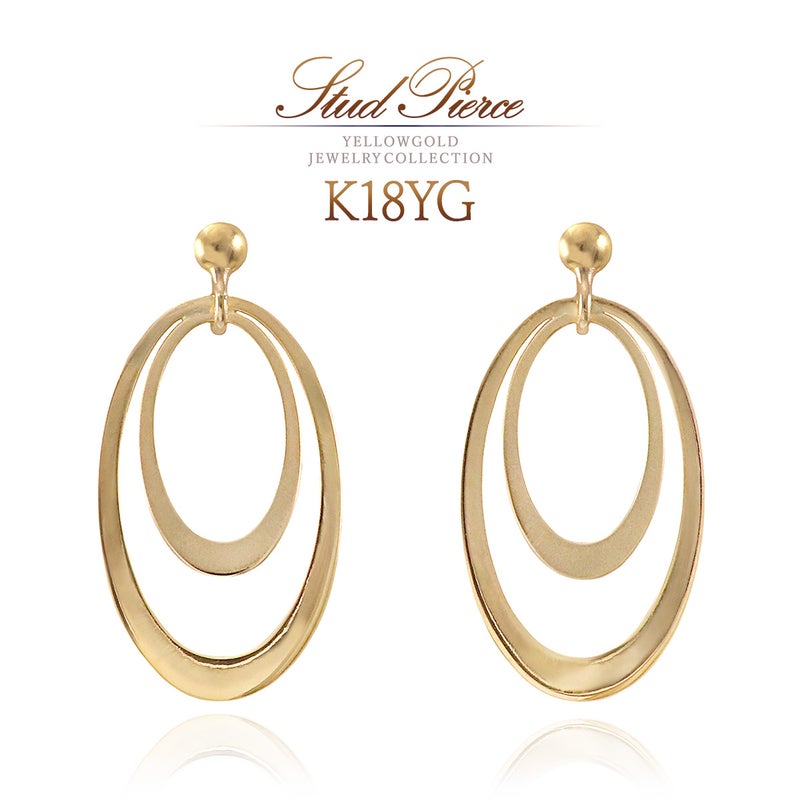 K18YG オーバルモチーフ ピアス_01