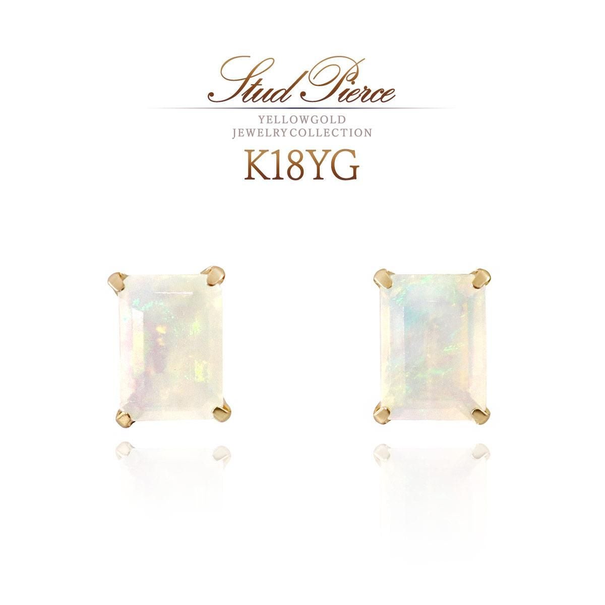 K18YG オパールピアス 10月誕生石_01