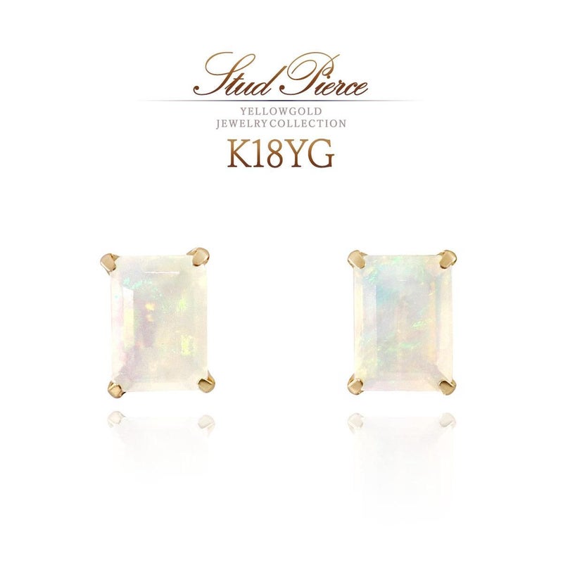 K18YG オパールピアス 10月誕生石_01
