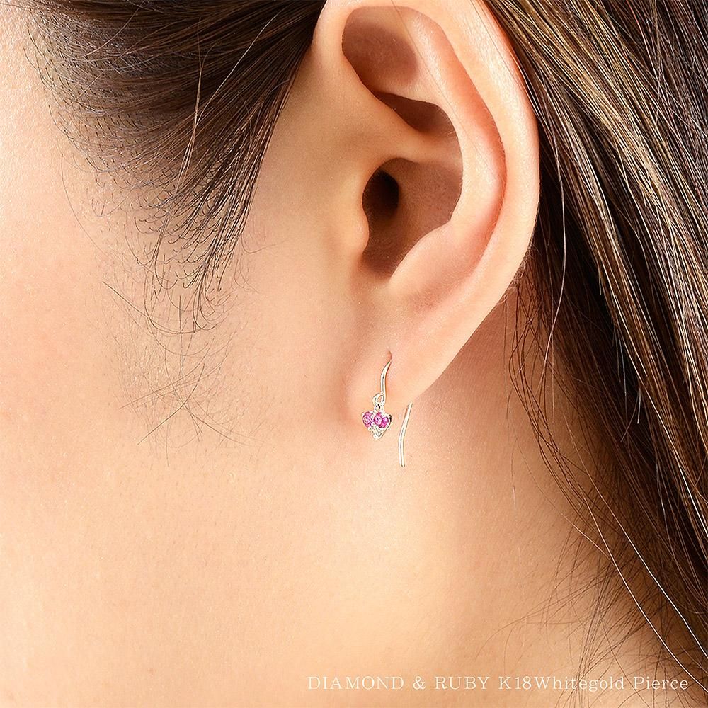 K18WG ルビー＆ダイヤモンド ハートピアス_10
