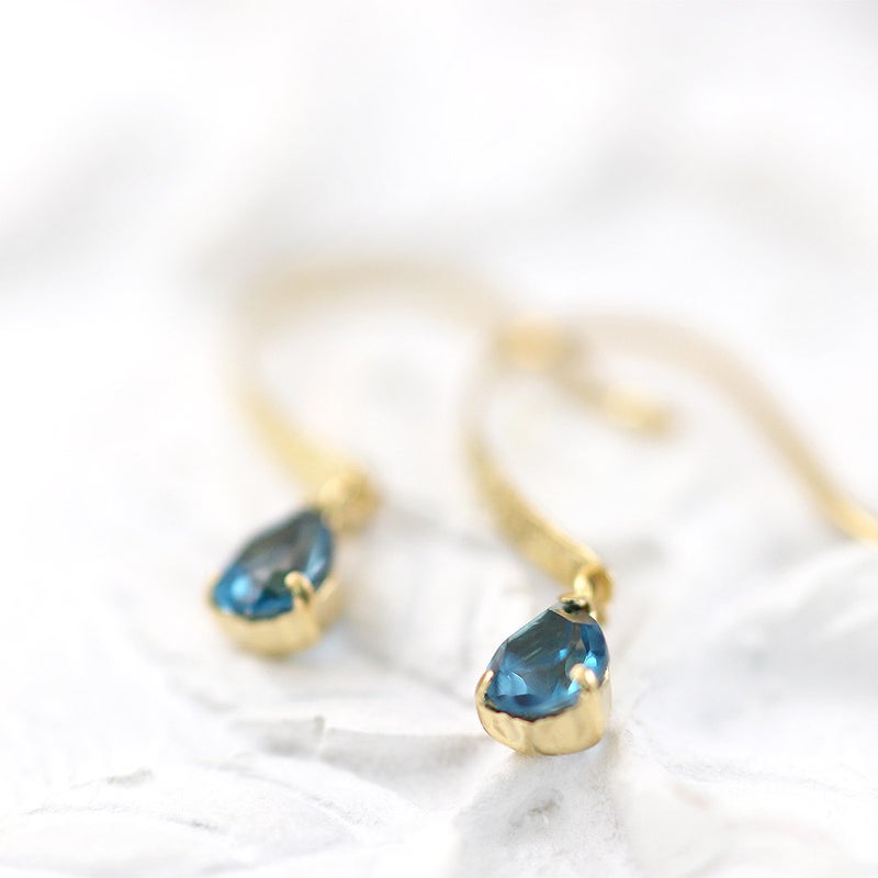 K18YG ロンドンブルートパーズ フックピアス 11月誕生石_10