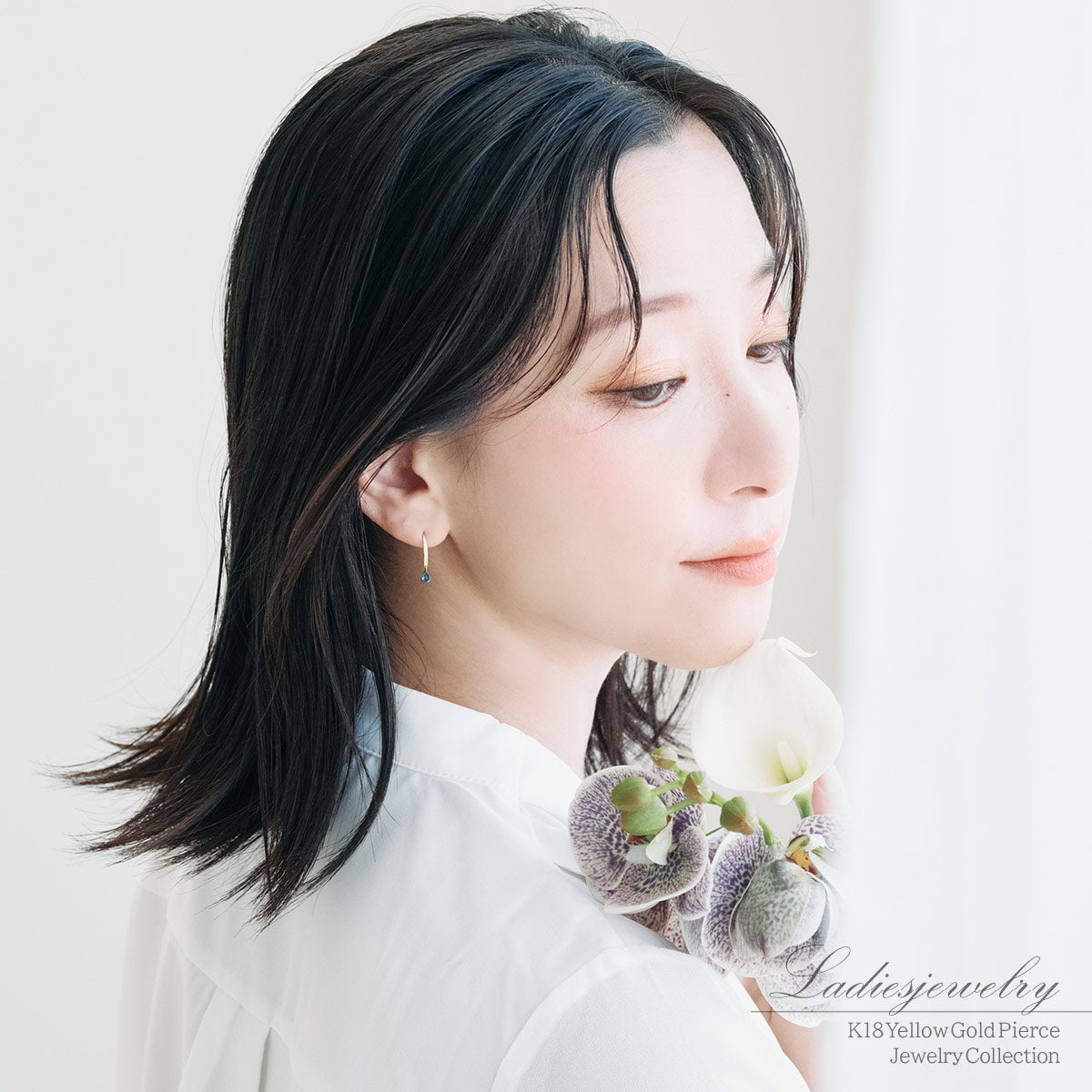 K18YG ロンドンブルートパーズ フックピアス 11月誕生石_13