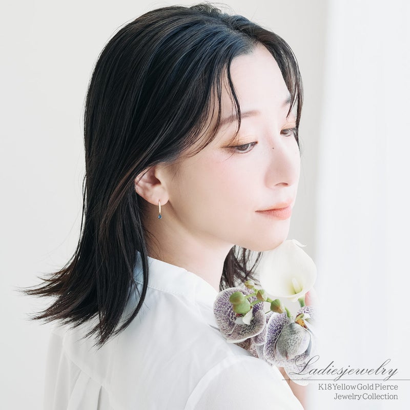 K18YG ロンドンブルートパーズ フックピアス 11月誕生石_13