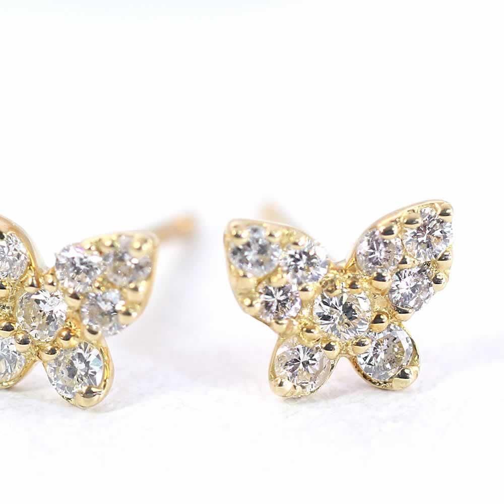 K18YG ダイヤモンド バタフライピアス_03