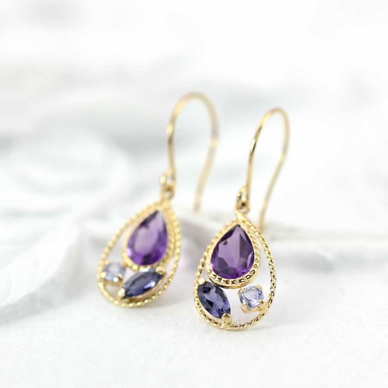 K18YG アメジスト&タンザナイト&アイオライト ピアス_02
