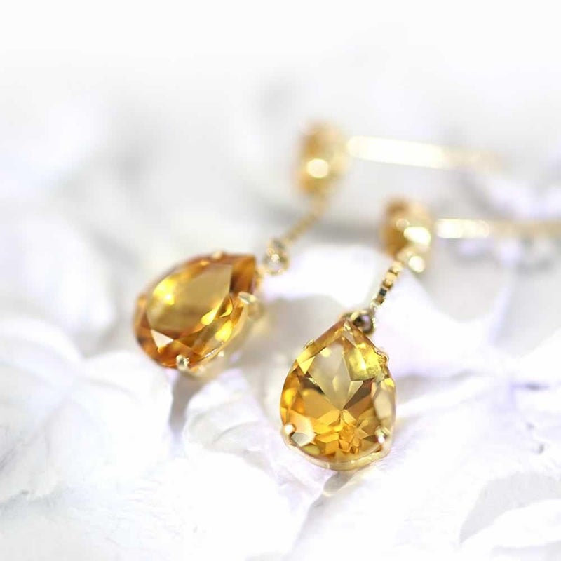 K18YG シトリン ティアドロップピアス 11月誕生石_03