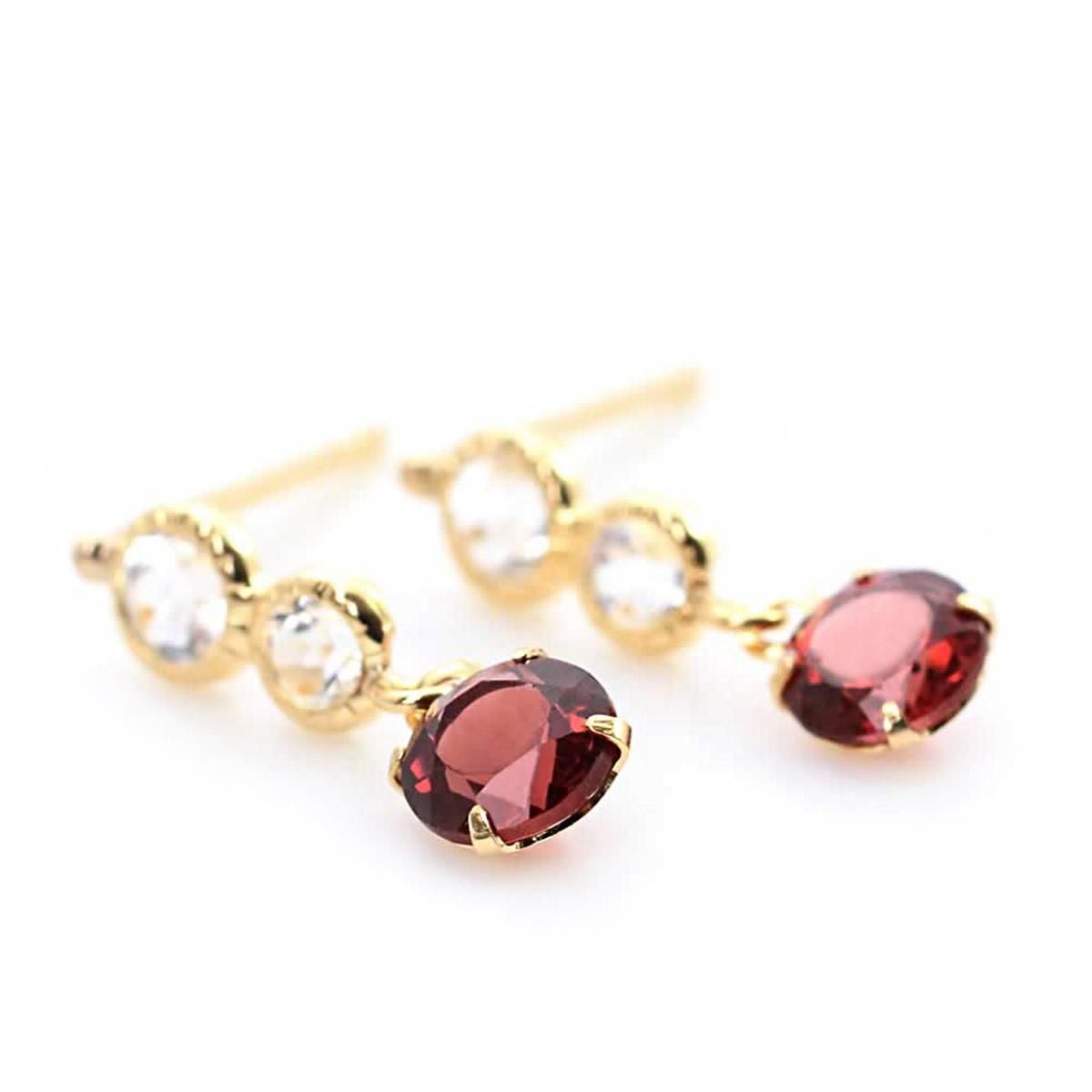 K18YG ガーネットorアクアマリンorアメジスト ピアス_02