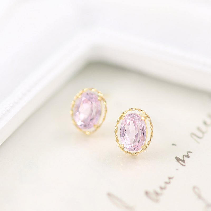 K18YG クンツァイト ピアス 9月 誕生石_04