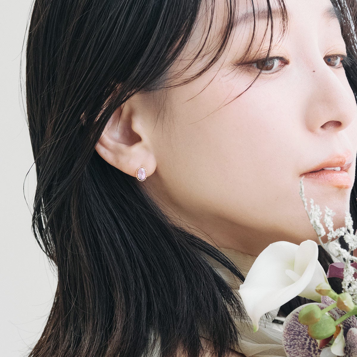 K18YG クンツァイト ピアス 9月 誕生石_09