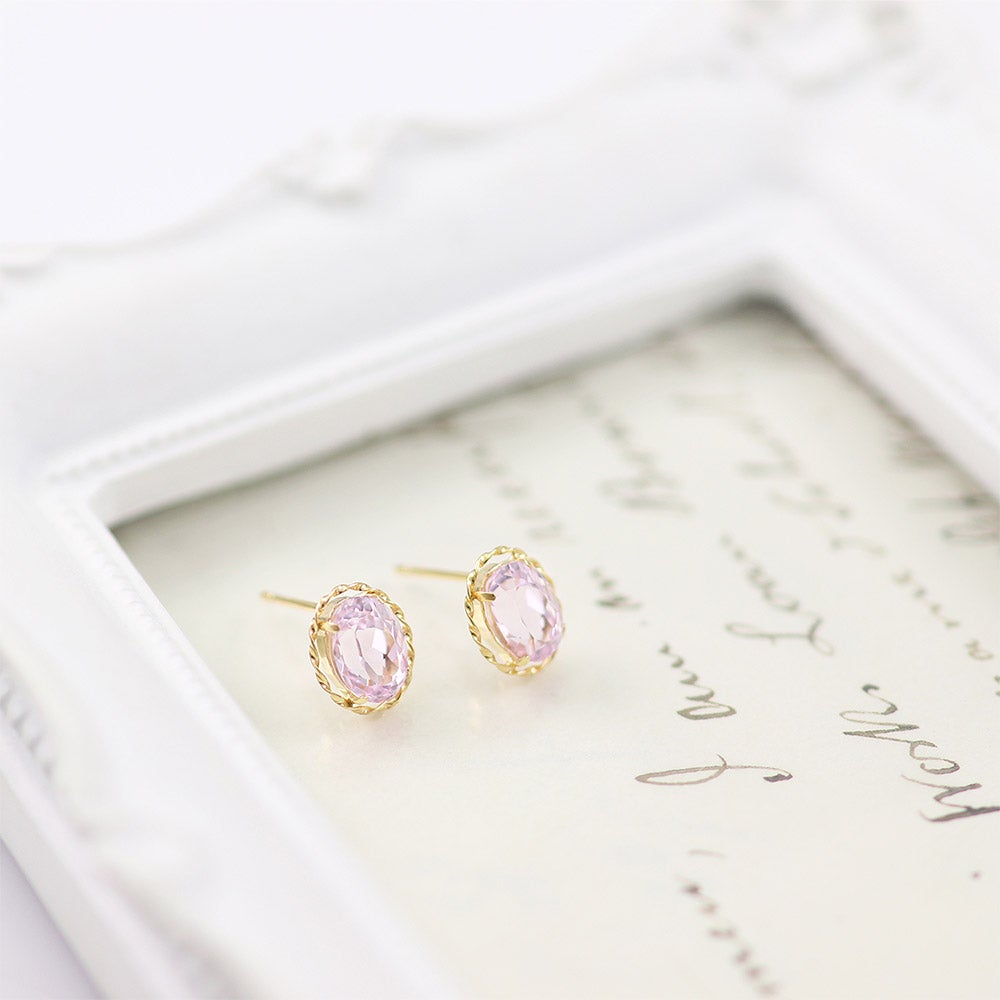 K18YG クンツァイト ピアス 9月 誕生石_11