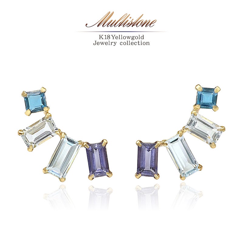 K18YG マルチストーン ピアス_01
