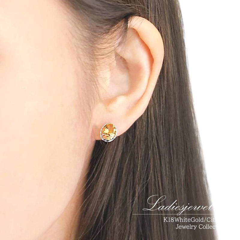 K18WG シトリン ピアス 11月誕生石_10
