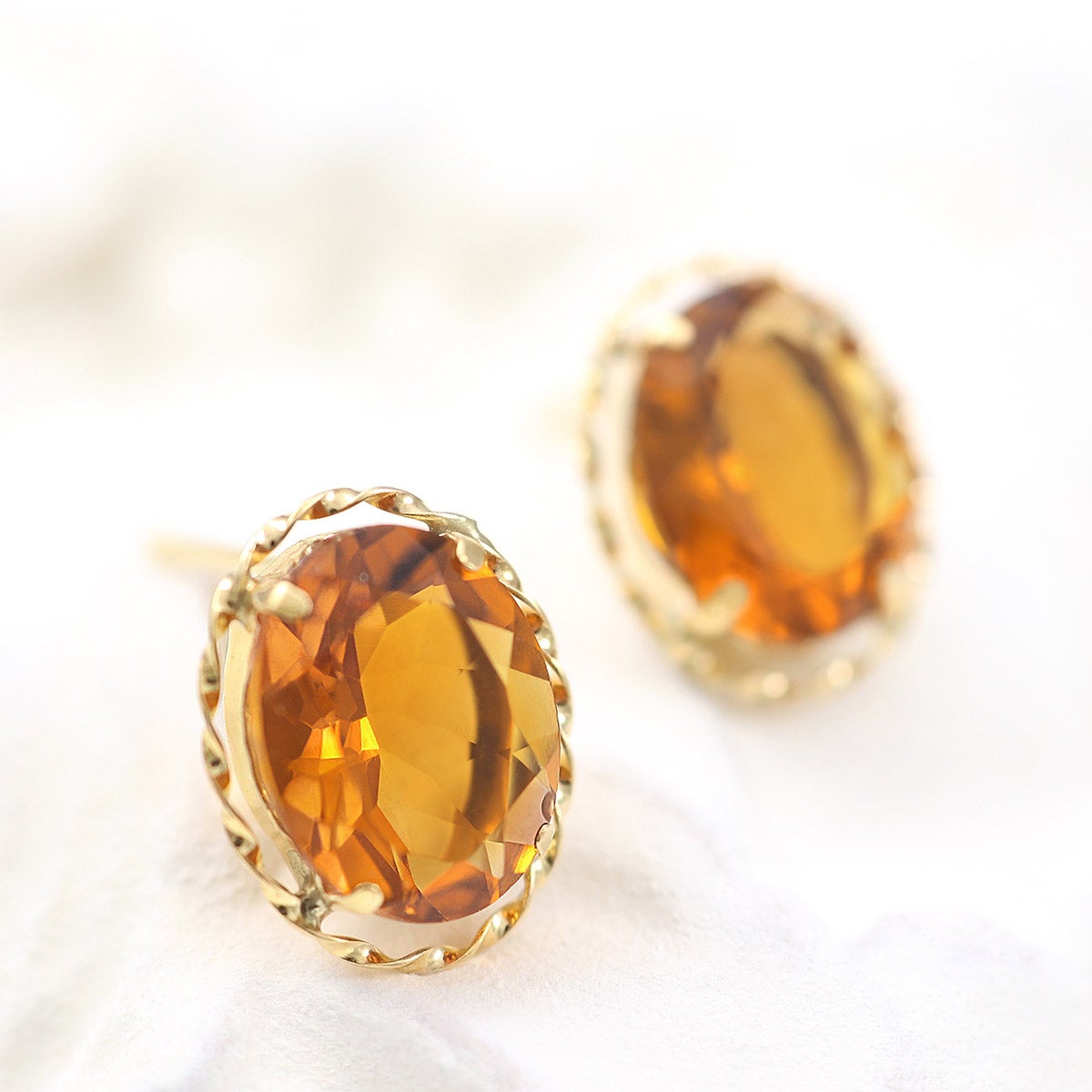 マデイラシトリン原石のピアス　14kgfワイヤーラップ　フカネ巻き K18YG マデイラシトリン ピアス 11月誕生石 | Jewelry ROLA