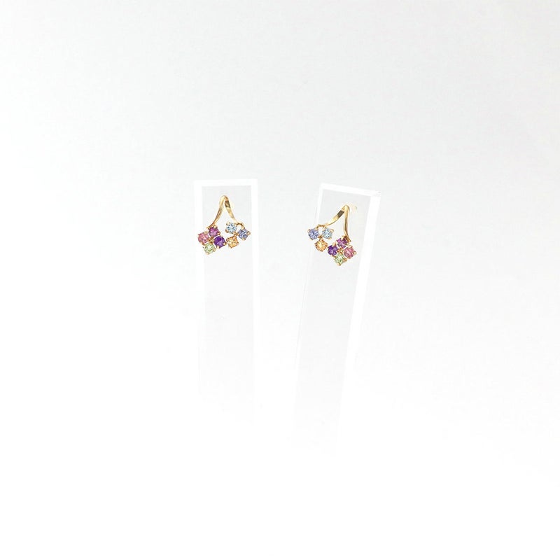 K18YG マルチストーン ピアス_09