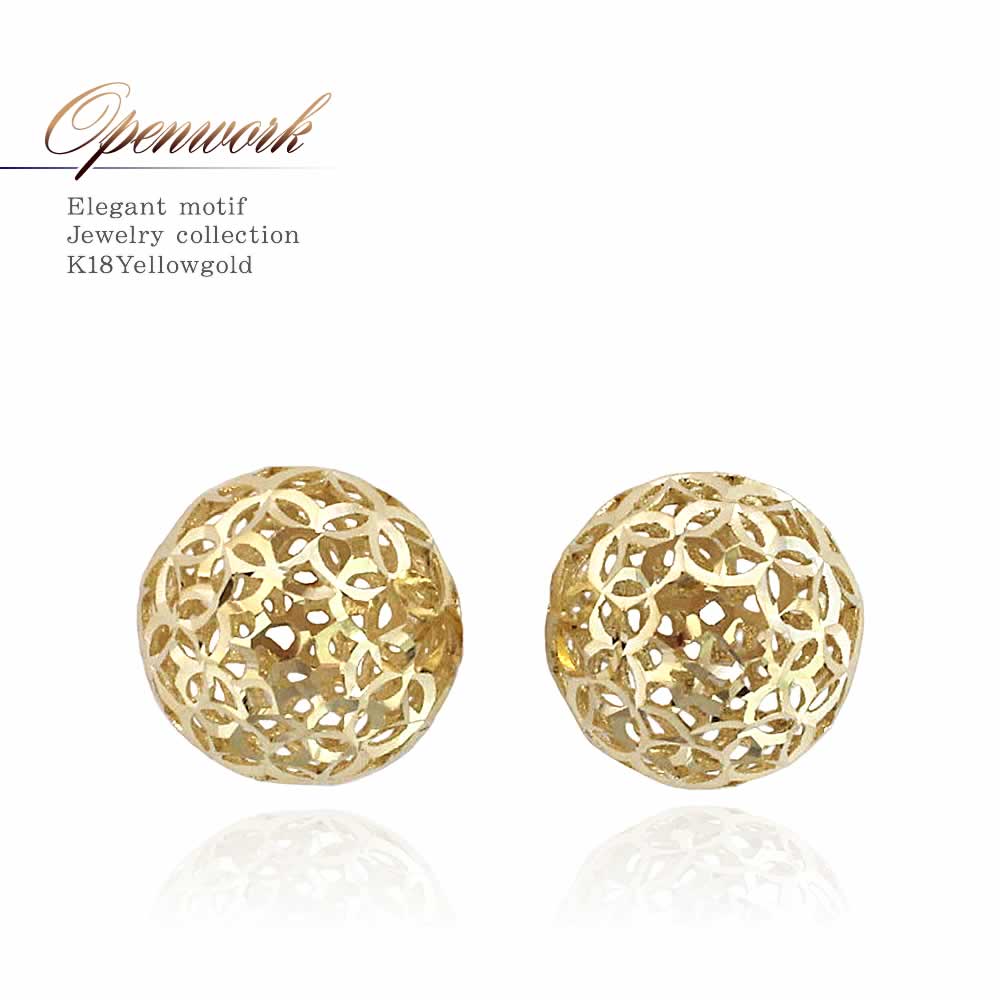 K18YG 透かし柄 ピアス_01
