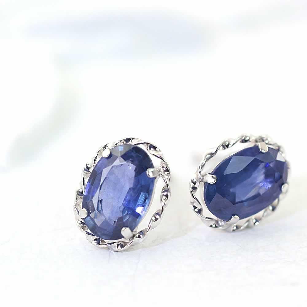 K18WG サファイア ピアス 9月誕生石_02