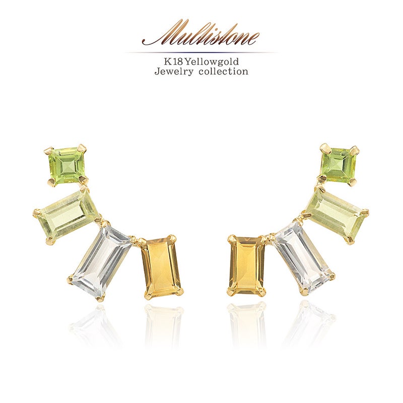 K18YG マルチストーン ピアス_01