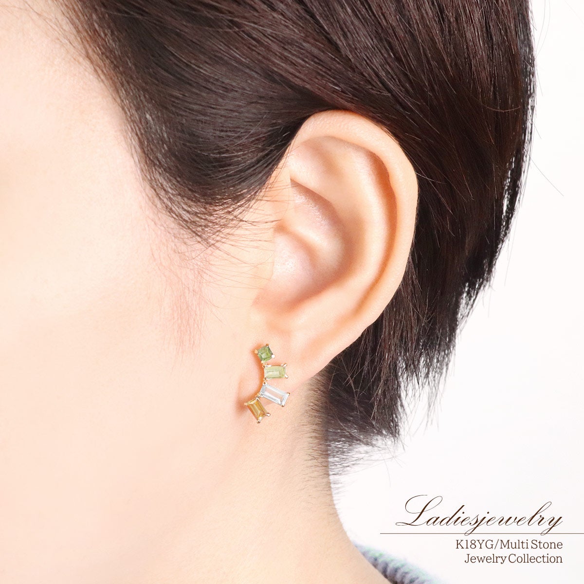 K18YG マルチストーン ピアス_13