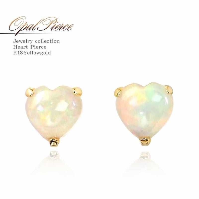 K18YG オパール ハートピアス 10月の誕生石_01